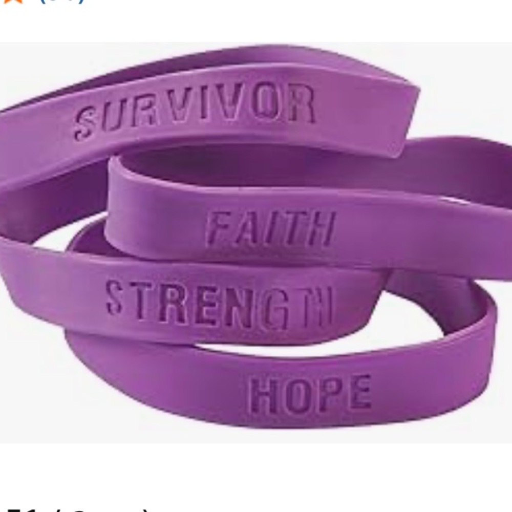 18 Support Silicone Purple Bracelet Rubber Band Message Faith Hope